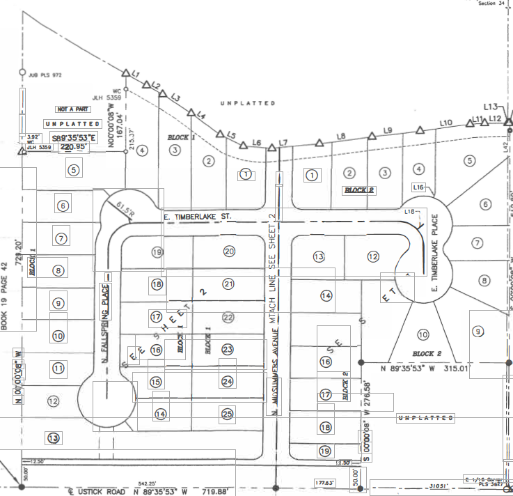 Timberlake Subdivision Nampa Idaho Plat map